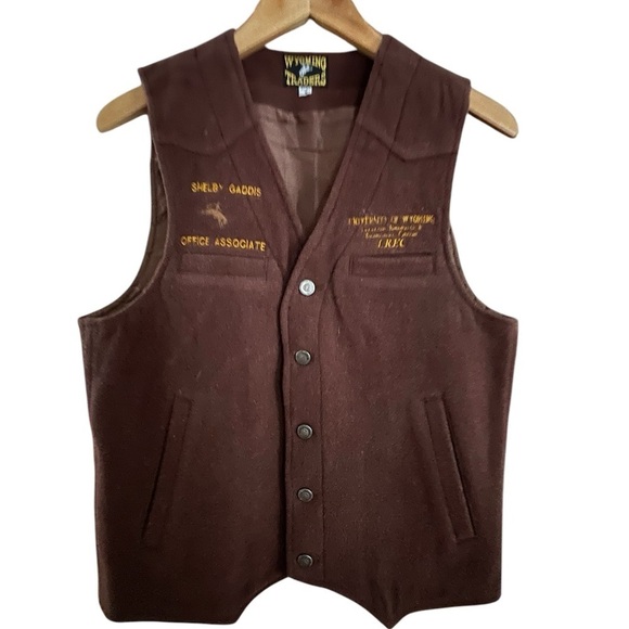 🐎🐴🐑WYOMING TRADERS Wool Vest Small Brown - Picture 1 of 7